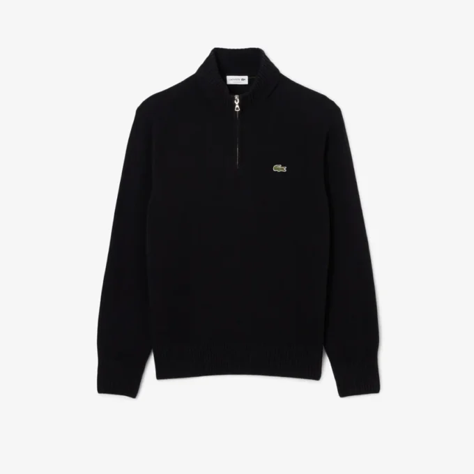 Camisola de lã com gola alta e fecho para homem
