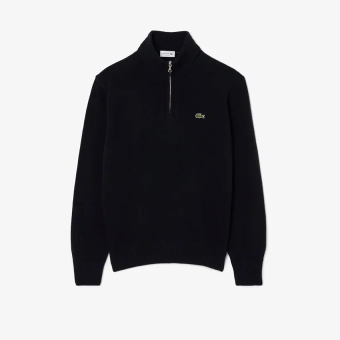Camisola de lã com gola alta e fecho para homem