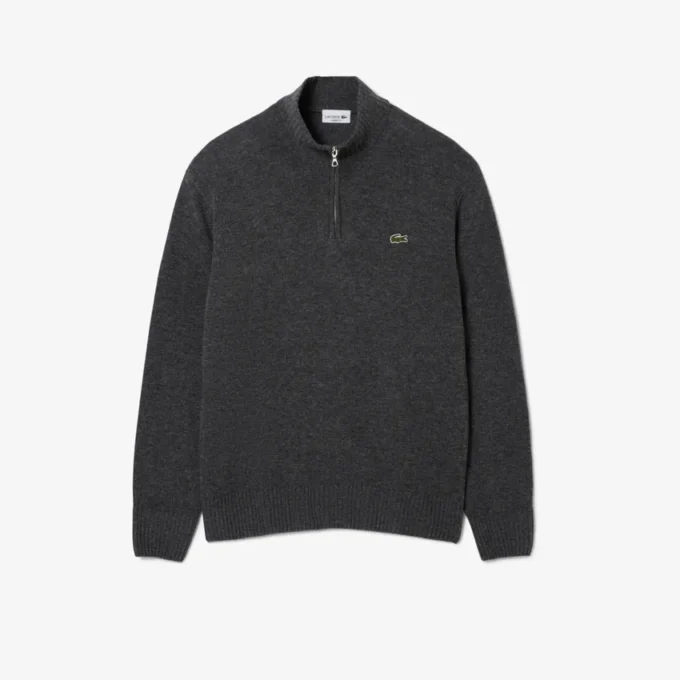 Camisola de lã com gola alta e fecho para homem