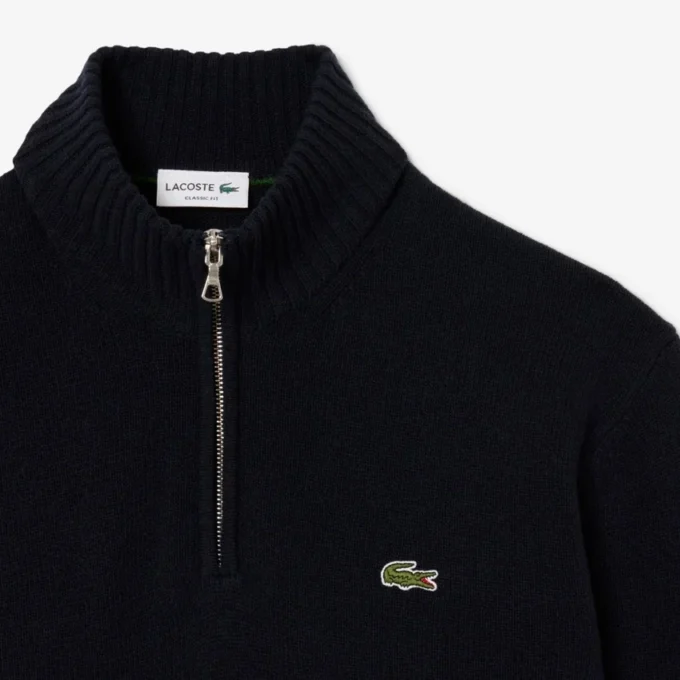 Camisola de lã com gola alta e fecho para homem