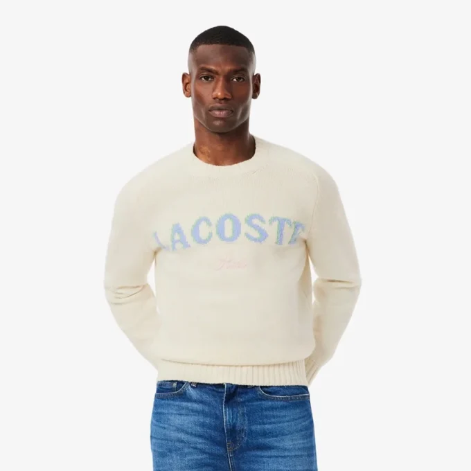 Camisola de lã com marca em intarsia para homem