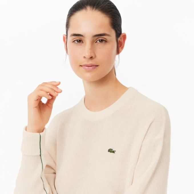 Camisola de lã com ponto musgo de corte descontraído para mulher