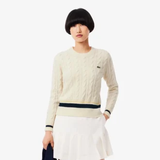 Camisola de lã com ponto trançado para mulher