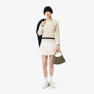 Camisola de lã com ponto trançado para mulher