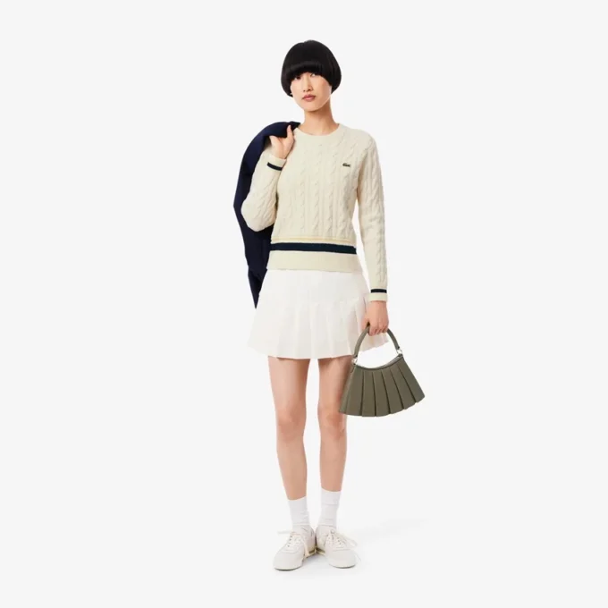Camisola de lã com ponto trançado para mulher