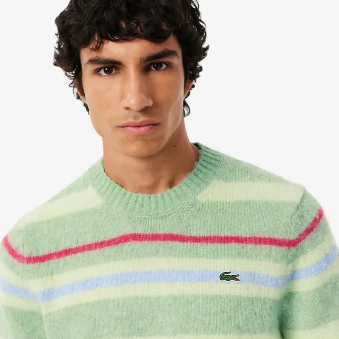 Camisola de lã de alpaca às riscas para homem