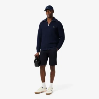 Camisola de lã grossa com meio fecho para homem