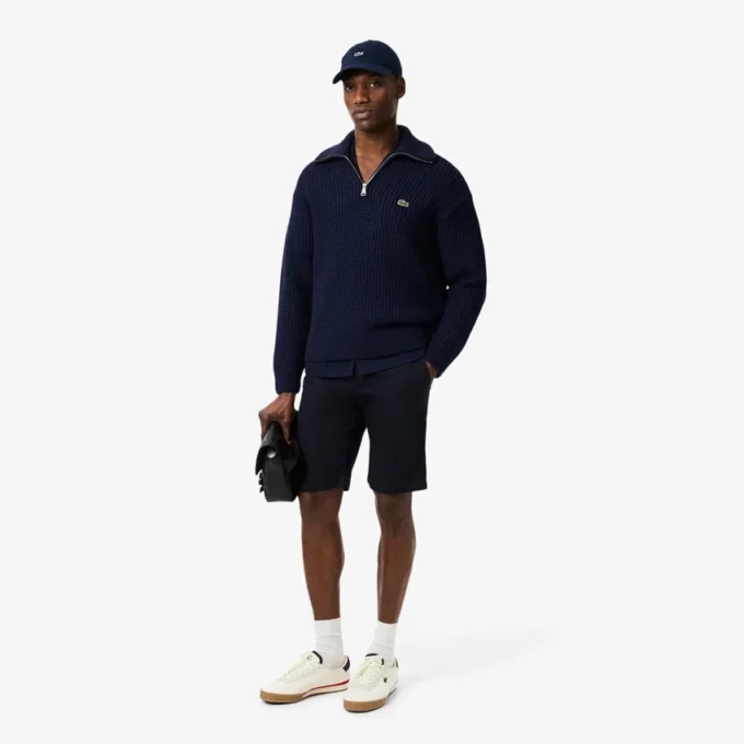Camisola de lã grossa com meio fecho para homem