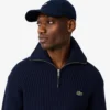 Camisola de lã grossa com meio fecho para homem