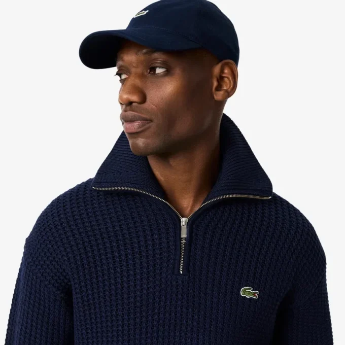 Camisola de lã grossa com meio fecho para homem
