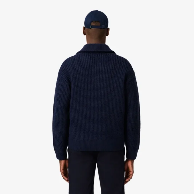 Camisola de lã grossa com meio fecho para homem