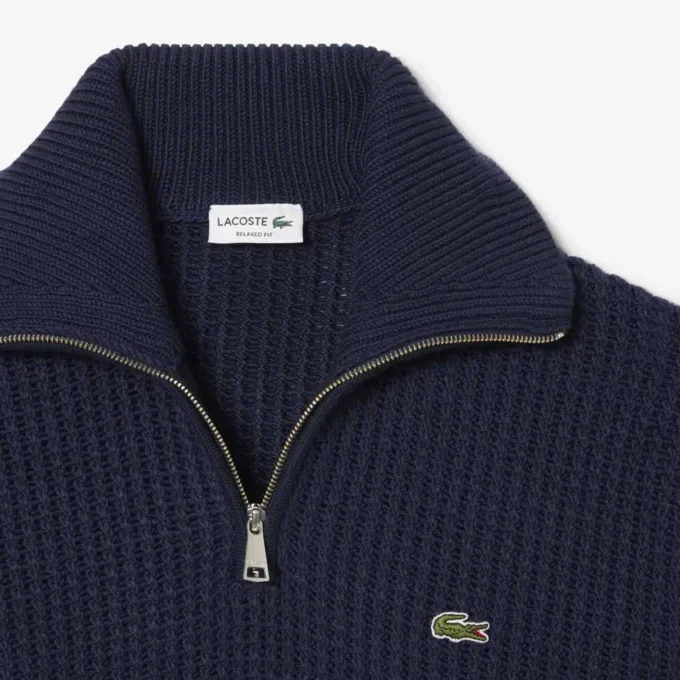 Camisola de lã grossa com meio fecho para homem