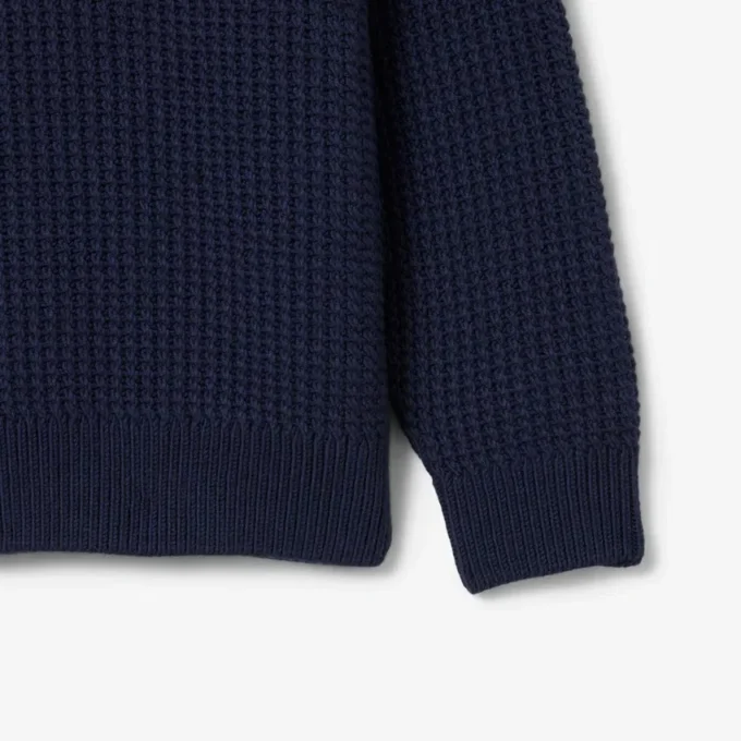 Camisola de lã grossa com meio fecho para homem