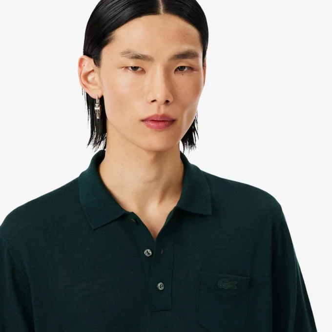 Camisola de lã merino com gola polo da coleção Runway