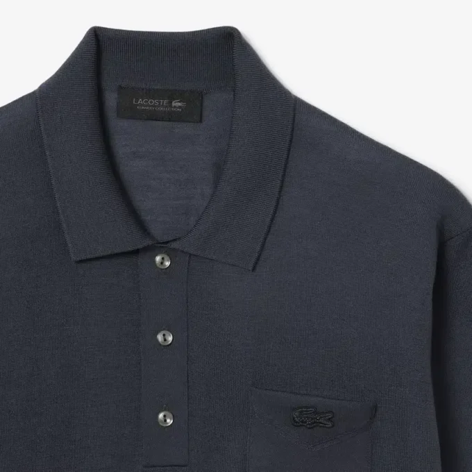 Camisola de lã merino com gola polo da coleção Runway