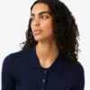 Camisola de lã merino com gola polo em malha canelada 3D
