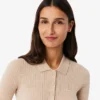 Camisola de lã merino com gola polo em malha canelada 3D