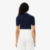 Camisola de lã merino com gola polo em malha canelada 3D