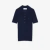 Camisola de lã merino com gola polo em malha canelada 3D