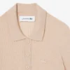 Camisola de lã merino com gola polo em malha canelada 3D