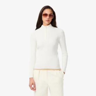 Camisola de malha canelada 3D com gola alta para mulher
