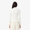 Camisola de malha canelada 3D com gola alta para mulher