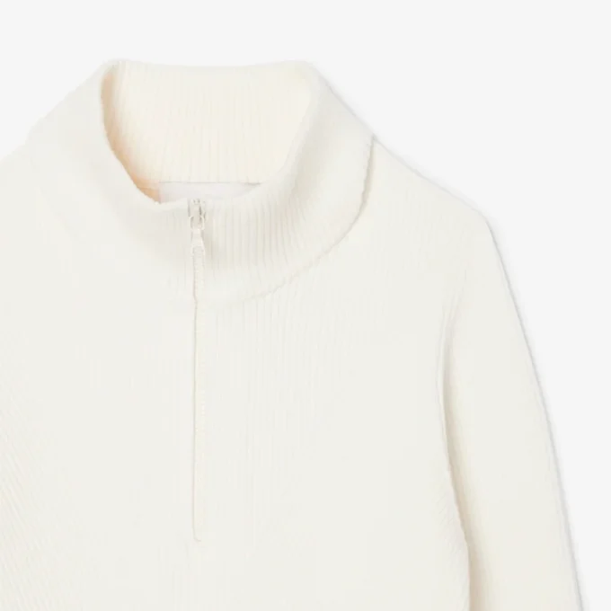 Camisola de malha canelada 3D com gola alta para mulher