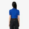 Camisola de malha canelada com gola polo para mulher