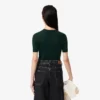 Camisola de malha canelada de lã merino de manga curta para mulher