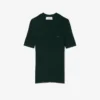 Camisola de malha canelada de lã merino de manga curta para mulher
