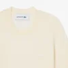 Camisola de malha canelada de lã merino de manga curta para mulher