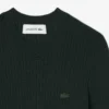 Camisola de malha canelada de lã merino de manga curta para mulher