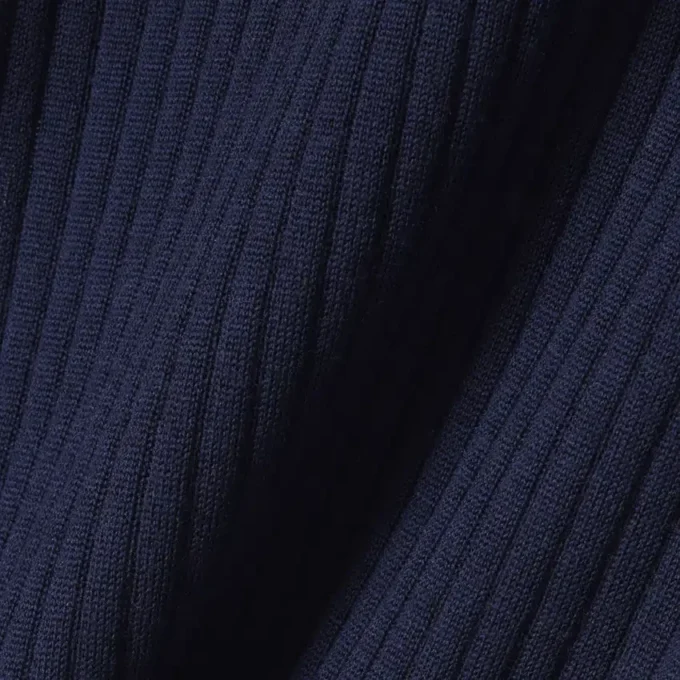 Camisola de malha canelada de lã merino de manga curta para mulher