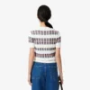 Camisola de malha canelada de manga curta para mulher