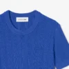 Camisola de malha canelada de manga curta para mulher