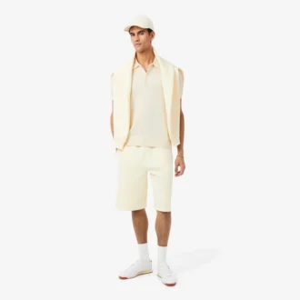 Camisola de malha canelada fluida com gola polo
