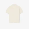 Camisola de malha canelada fluida com gola polo