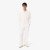 Camisola de malha canelada fluida com gola polo para homem
