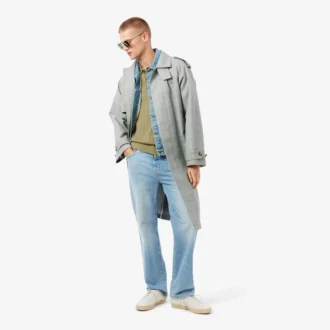 Camisola de malha canelada fluida com gola polo para homem