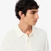 Camisola de malha canelada fluida com gola polo para homem