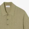 Camisola de malha canelada fluida com gola polo para homem