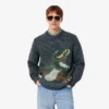 Camisola de malha com intarsia de crocodilo para homem