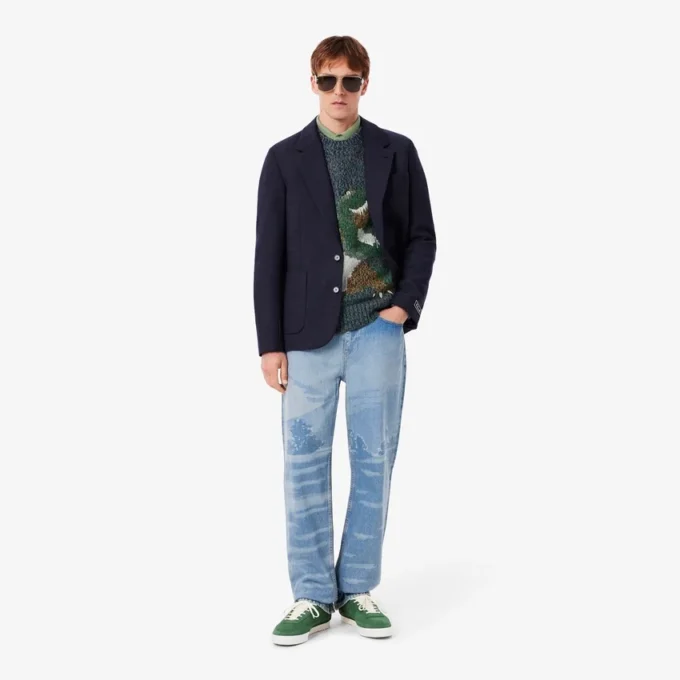 Camisola de malha com intarsia de crocodilo para homem