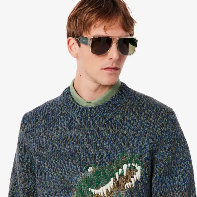 Camisola de malha com intarsia de crocodilo para homem