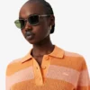 Camisola de malha com riscas e gola polo