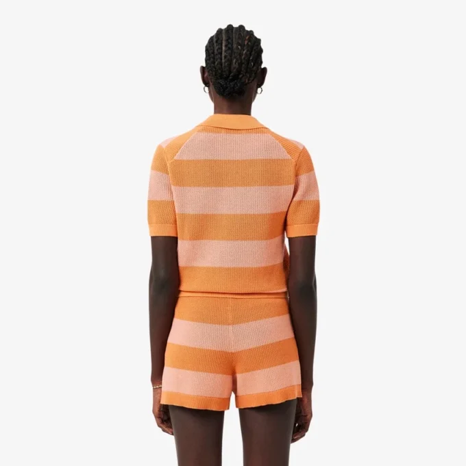 Camisola de malha com riscas e gola polo
