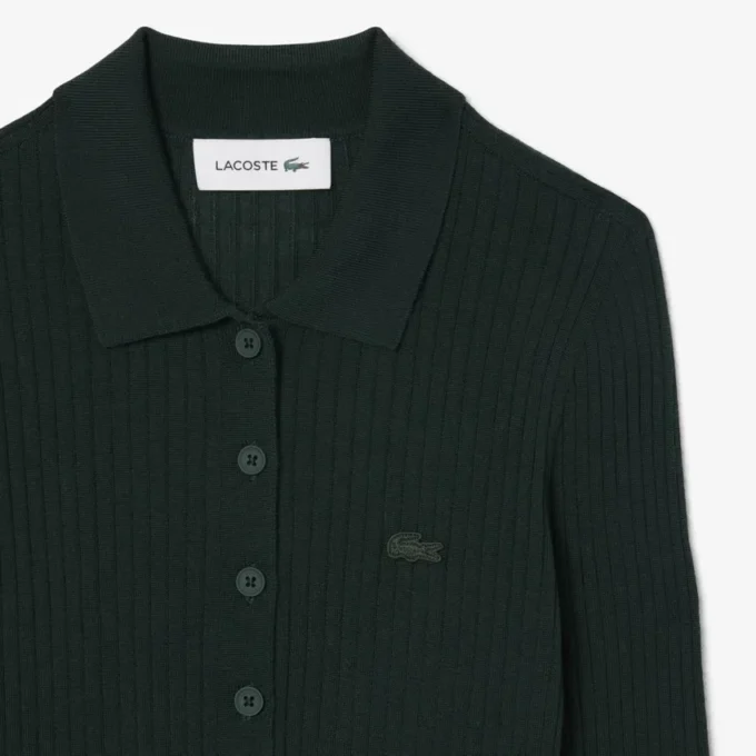 Camisola de malha de lã com gola polo para mulher