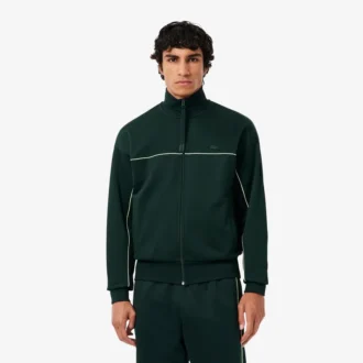 Camisola de malha polar com fecho e efeito acetinado para homem