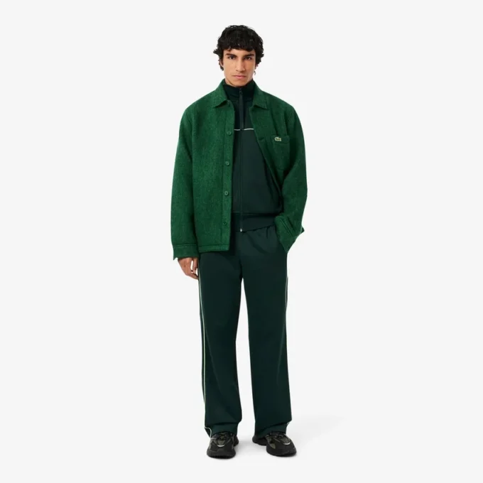 Camisola de malha polar com fecho e efeito acetinado para homem