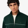 Camisola de malha polar com fecho e efeito acetinado para homem